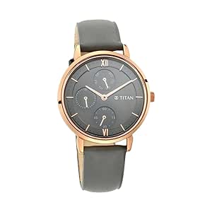 Titan Women's Regal: Roman Numeral Black Dial & Leather Strap Analog Watch-NS2652WL01