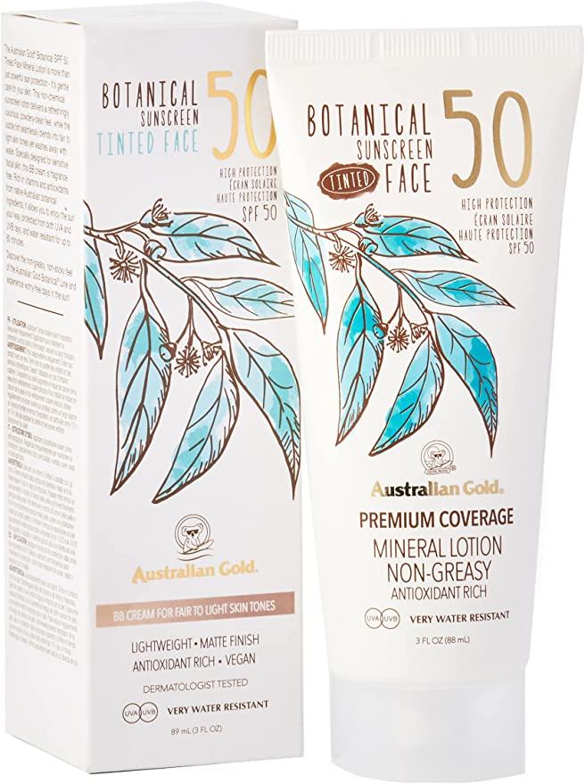 Australian Gold - Botanical Tinted Face Cream SPF 50 - Fair/Light 89 ml (Pack of 1) brown