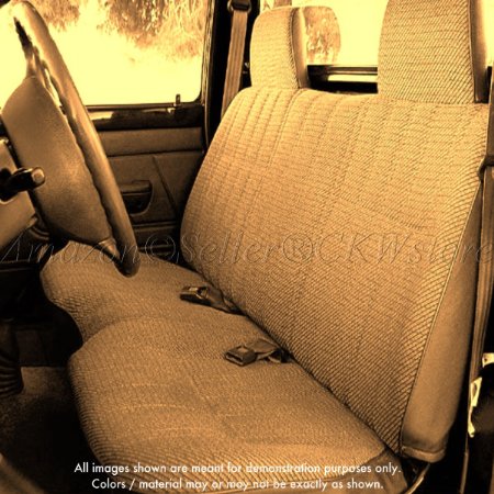 A25 Toyota Pickup Front Solid Bench Beige Tan Seat Covers, Triple Stitched with 8mm Extra Thick Padding, Molded Headrests, Seat Belt Cutout, Small 2" to 3" Shifter Cutout, Custom Made for Exact Fit 1984 - 1989