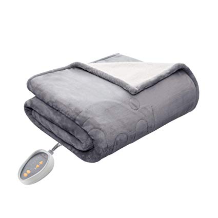 Woolrich WR54-1740 Heated Plush To Berber Blanket Full Grey,Full