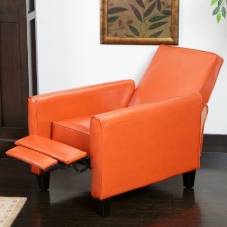 Lucas Orange Leather Recliner Club Chair
