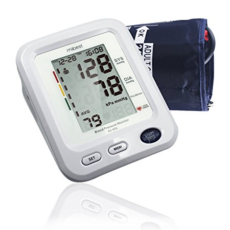 MIBEST Digital Blood Pressure Monitor - BP Cuff Meter with Display -Standard Size Blood Pressure Machine 9.4-13.4" - Blood Pressure Tester with C.E. FDA Certificates - Blood Pressure Gauge with Memory