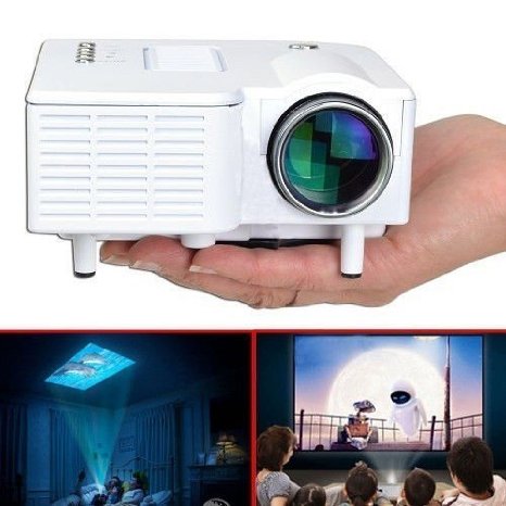 Soyan Mini Projector Home Cinema Theater UC28  Support Hd Video Games Tv Movie TXT Music Pocket Size Projector with USD,AV,SD,VGA,HDMI,Dc and Head phone Input White