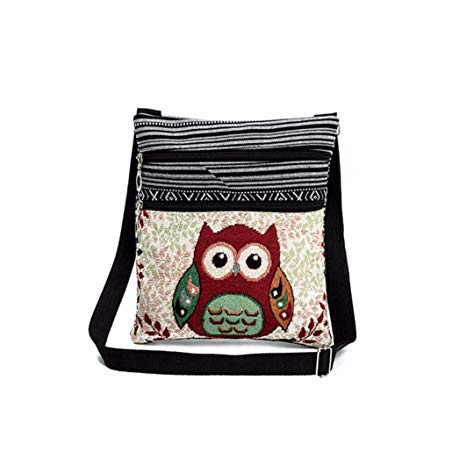 Postman Handbags, Paymenow Embroidered Owl Tote Bags Linen Women Shoulder Bag Crossbody Postman Package