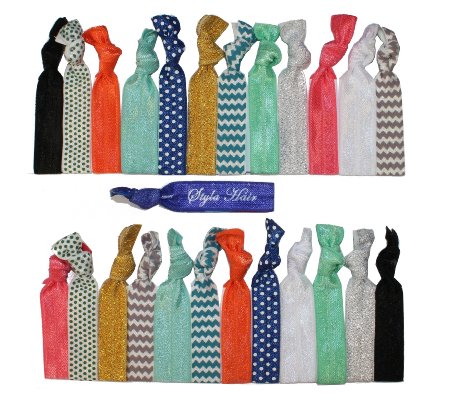 Premium No Crease Ribbon Hair Ties - No Damage or Tug Creaseless Elastic Ponytail Holders - Hairbands Hair Accessories By Styla Hair™ (25-pack Exactly As Pictured)