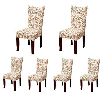 Deisy Dee Stretch Chair Cover Removable Washable for Hotel Dining Room Ceremony Chair Slipcovers Pack of 6