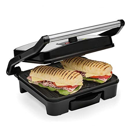 Andrew James Panini Press & Health Grill with Large Non-Stick Plates | Removable Drip Tray & Floating Hinge for Deep Fill Toasted Sandwiches