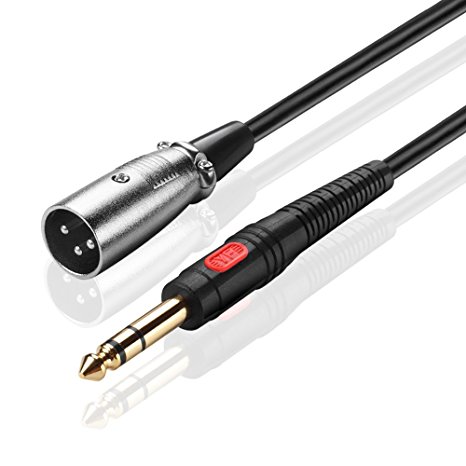 TNP XLR Male to 6.3mm 1/4 inch TRS Male Pro Audio Video Stereo MIC Cable (15 FT), Gold Plated for Microphones, Powered Speakers, Stage, DJ, Studio Sound Consoles