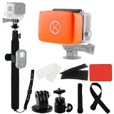 CamKix Pole and Floater Bundle for GoPro Hero 4 3 3 2 1 - Includes a 14 - 40 Pole  Straps to Attach Remote remote not included  Float for Backdoor  Waterproof Velcro Adhesive Attachments