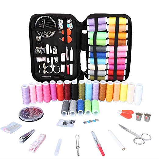 Sewing Kit,Vegbirt Travel Sewing Kit Set,91pcs Sewing Accessories with Scissors, Thimble, Thread, Needles,Tape Measure,Carrying Case for Home,Travel and Emergency Use