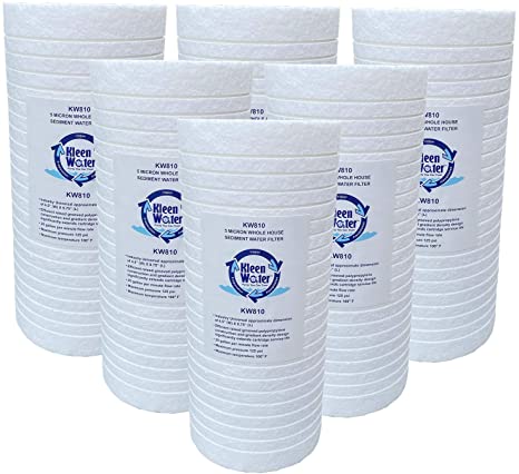 KleenWater KW810 Replacement Water Filter Cartridges, Compatible with Aqua-Pure AP810, 5 Micron Dirt Rust Sediment Whole House Filters, Set of 6