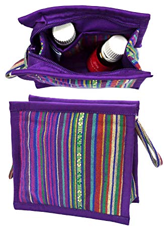 Small Essential Oil Travel Case | Holds 6: 5mL -15mL - 10mL Oils | EO Bag for doTERRA - Young Living - Now | Tall Enough for Roller Bottles | Cute & Compact Essential Oils Organizer Tote (Purple)