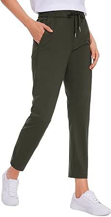 CRZ YOGA Womens 4-Way Stretch Ankle Golf Pants - 7/8 Dress Work Pants Pockets Athletic Travel Casual Lounge Workout