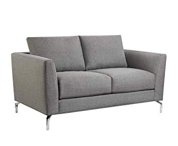 Rivet Emerly Modern Loveseat, 65"W, Steel Grey