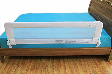 Toddler Bed Rail Guard for Kids Twin, Double, Full Size Queen & King (White-XL)
