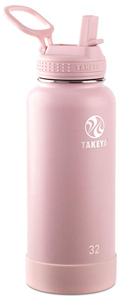 Takeya 51241 Actives Insulated Stainless Steel Bottle w/Straw Lid, 32oz Blush