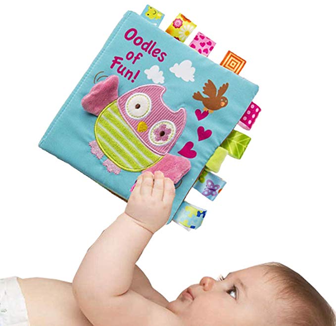 Infant Book for Boys Girls Touch and Feel, Soft Cloth Owl Crinkle Sensory Preschool Toddlers Toys, 2020 Loveys Shower Gift for Babies, All Ages, Developmental Toy, Machine Washable (Owl Gift)