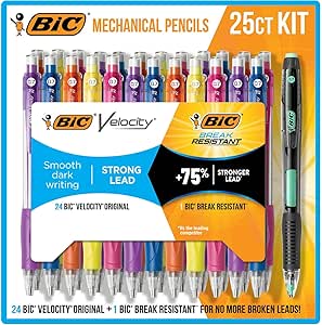 BIC Mechanical Pencil Kit, 24 Velocity   1 Break Resistant, 0.7mm Lead, 25 ct