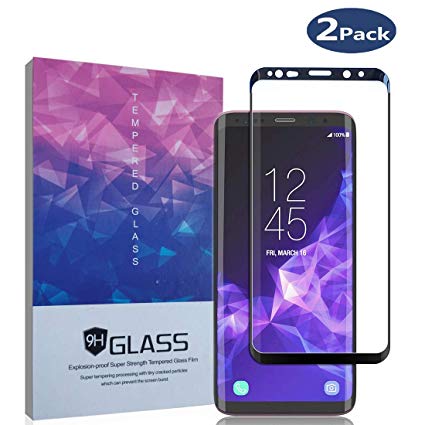 Samsung Galaxy S9 Screen Protector, Wshiruyi Tempered Glass 3D Touch Compatible,9H Hardness,Bubble (2 Pack)