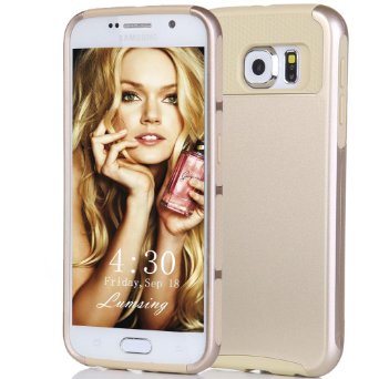 S6 Case Lumsing8482 Fashion Luxury Hard Soft Heavy Duty Rugged Shockproof Luxury Armor Defender Slim Protective Rubber Bumper Case Cover For Samsung Galaxy S6 GoldGold