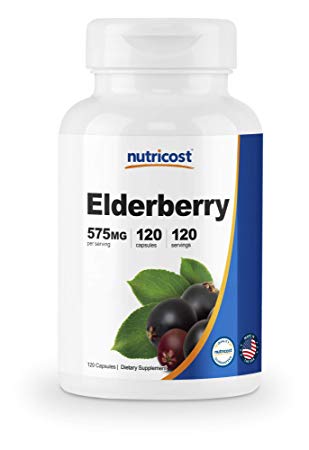 Nutricost Elderberry Capsules 575mg (120 Capsules) - Veggie Capsules, Gluten Free and Non-GMO