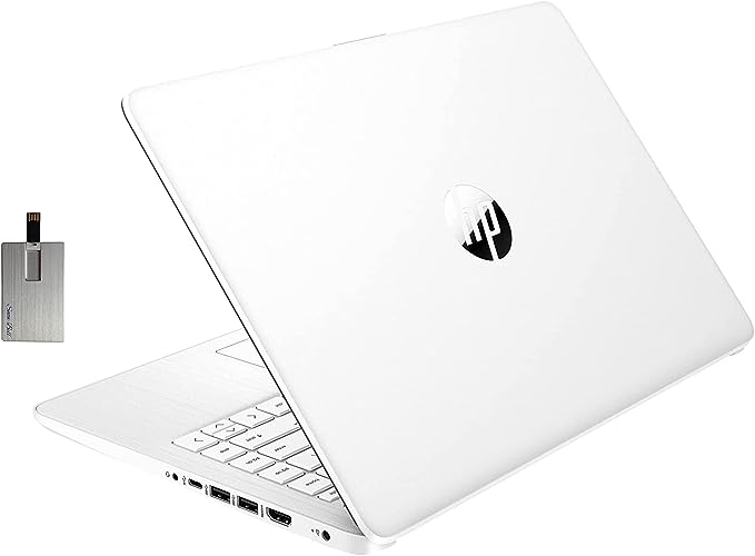 HP 2022 Stream 14'' HD Laptop, Intel Celeron N4020 Dual-core Processor, 4GB DDR4 RAM, 64GB eMMC, 1 Year Office 365, Webcam, HDMI, Windows 10S, White, 32GB SnowBell USB Card