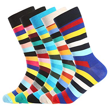 Bonangel Men's Fun Dress Socks - Colorful Funny Novelty Crazy Crew Socks Packs with Cool Argyle Pattern