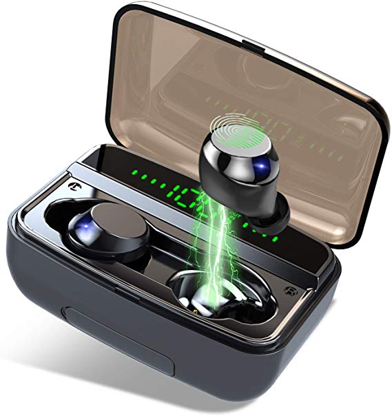 Wireless Earbuds 5.0 Bluetooth Earphones, Donerton IPX8 Waterproof Wireless Headphones with 3500 mAh Charging Case, Stereo Noise Canceling in-Ear Earphones with Mic, Touch Control & LED Display