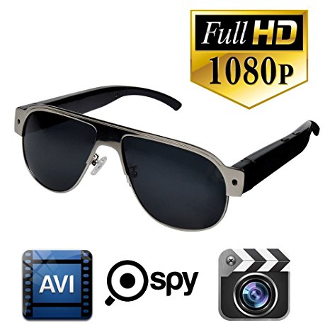 Oumeiou Full HD 1080P Clear Sliver Frame Glasses Fashion Sunglasses Camcorder Eyewear Spy Hidden Pinhole Sunglass Camera Mini DVR DV Audio Video Recording