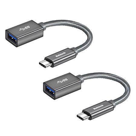 Nekteck USB-IF Certified(2-PACK) USB C TO USB 3.0 Aluminum Adapter Type C Male to USB3.0 A Female Cable Connector Support OTG Function, For Macbook Pro Samsung Galaxy Note 8 Pixel 2/ 0.15M/Gray