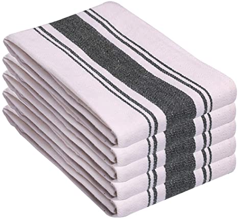 Cotton Talks Kitchen Towels - Pack of 5 Dish Towels Cotton - 18 x 28 inches Holiday Kitchen Towels - Extra Absorbent Dish Towels for Kitchen - Soft Hand Towels Kitchen - 100% Pure Cotton Fabric Grey