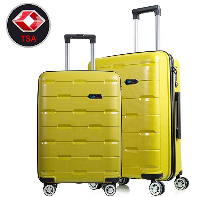 Lightweight Luggage Sets Hardside Spinner Trolley Expandable Luggage Bag Set 20"28" (Dark Green)