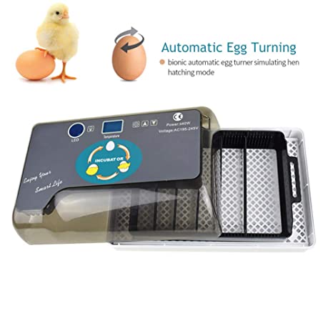 Upgraded Egg Incubator Automatic Incubator YZmoffer Digital Fully Automatic 12 Eggs Incubator for Chicken Eggs, Poultry Hatcher for Chickens Ducks Goose Birds (Black-12eggs)
