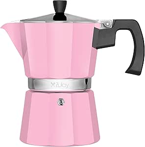 Zulay Moka Pot Espresso - Cuban Coffee Maker - Leak-Proof Stovetop Espresso Maker - Durable Italian Coffee Maker - Cafetera Cubana - Grecas de Cafe - Moka Pot 3 Cup Pink