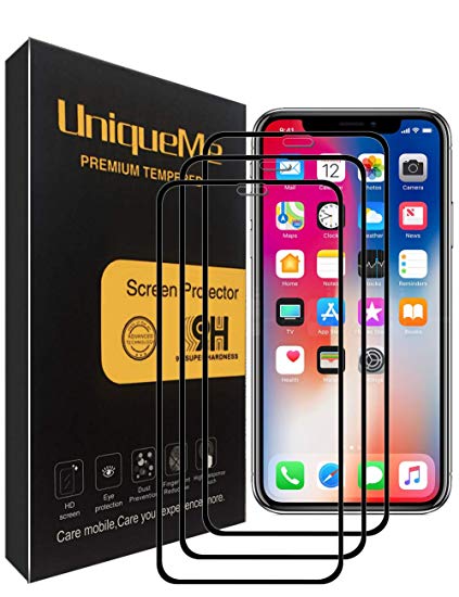 [3 Pack] iPhone Xs/iPhone X Screen Protector, INGLE Full Coverage Tempered Glass Screen Protector Film Edge to Edge Protection for iPhone Xs/iPhone X - Black