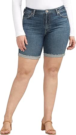 Silver Jeans Co. Women's Plus Size Sure Thing High Rise Long Short