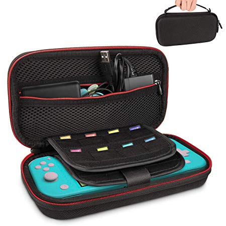 Case for Nintendo Switch Lite, Keten Switch Lite Carry Case Compatible with 16 Game Cartridges, Protective Portable Hard Shell Travel Carrying Case for Nintendo Switch Lite & Other Accessories (Black)