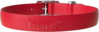 Bond Pet Products Durable Dog Collar | Comfortable, Easy to Clean & Waterproof Collars for Dogs | High Performance Weatherproof Elastomer Rubber | Medium - Tomato Red