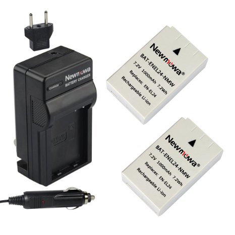 Newmowa EN-EL24 Battery 2-Pack and Charger kit for Nikon EN-EL24 and Nikon 1 J5