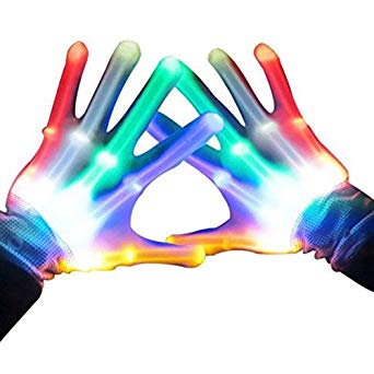 TOPTOY Flashing LED Gloves Cool Fun Toys - with Gift Packaging
