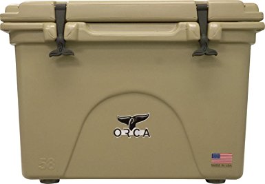 ORCA ORCT058 Cooler with Extendable flex-grip handles for comfortable solo or tandem portage, 58 quart, Tan