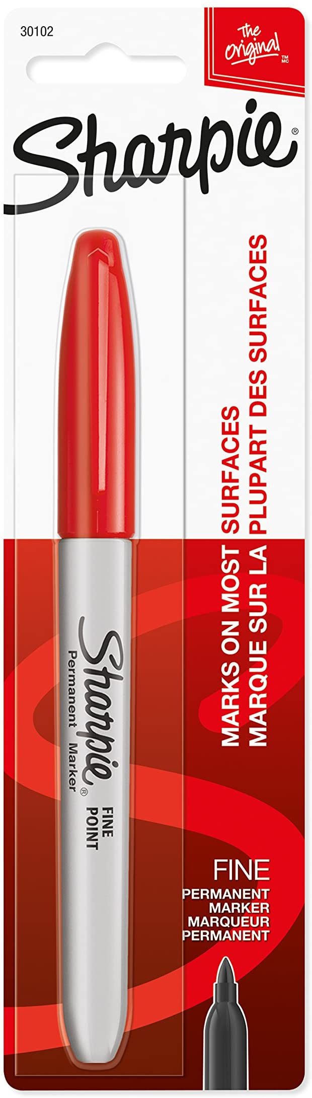 Sharpie 30102PP Permanent Markers, Fine Point Ink, Red