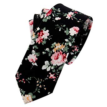 Mantieqingway Men's Cotton Printed Floral Neck Tie