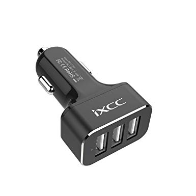 iXCC 36W/7.2A 3 Port Car Charger, Fast Car Charger Adapter for iPhone 7s 6s Plus, USB Car Charging Ports for Galaxy S8  S7 S6 Edge, iPad Pro Air Mini, Note 5, LG, Nexus and More - Black