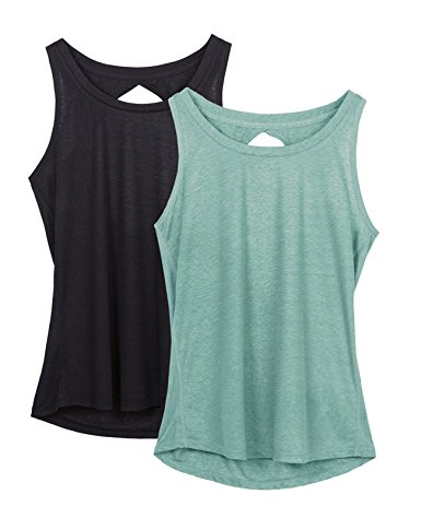 icyZone Yoga Tops Activewear Workout Clothes Open Back Fitness Racerback Tank Tops for Women