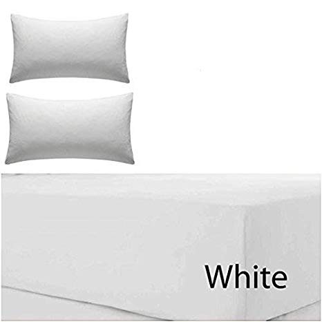 RAYYAN LINEN'S LUXURIOUS 100% EGYPTIAN COTTON WHITE T200 TC EXTRA DEEP FITTED SHEET 16" DEEP IN ALL SIZES (SUPER KING, WHITE)