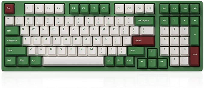 Akko Matcha Red Bean 98-Key 1800 Classic Wired Gaming Mechanical Keyboard, Programmable with OEM Profiled PBT Doubleshot Keycaps and N-Key Rollover (Gateron Orange Switch)