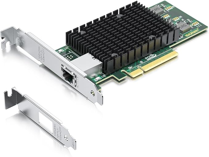 10Gtek® 10Gb PCI-E NIC Network Card, Single Copper RJ45 Port, with Intel X540-BT1 Controller, PCI Express Ethernet LAN Adapter Support Windows Server/Windows/Linux/ESX, Compare to Intel X540-T1