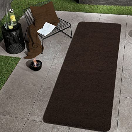 Sweethome Stores Luxury Collection Soft Solid Brown Shaggy Non-Slip (2' X 6') Shag Runner Rug