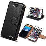 iPhone 6  6S Leather Case Wallet birgus Leather Case  GENUINE Leather of Cowhide  for Apple Smartphone Phone 66S 47 with Folio Stand Functions 100 Handmade Ultra Slim BLACK